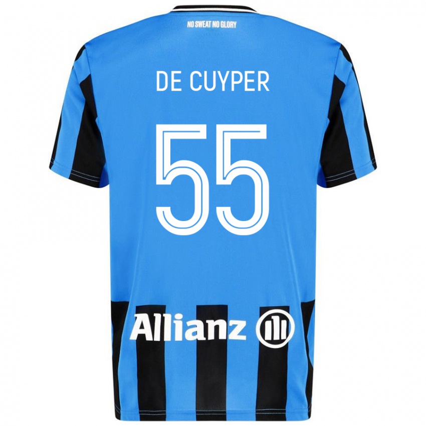 Kinder Maxim De Cuyper #55 Himmelblau Schwarz Heimtrikot Trikot 2024/25 T-Shirt