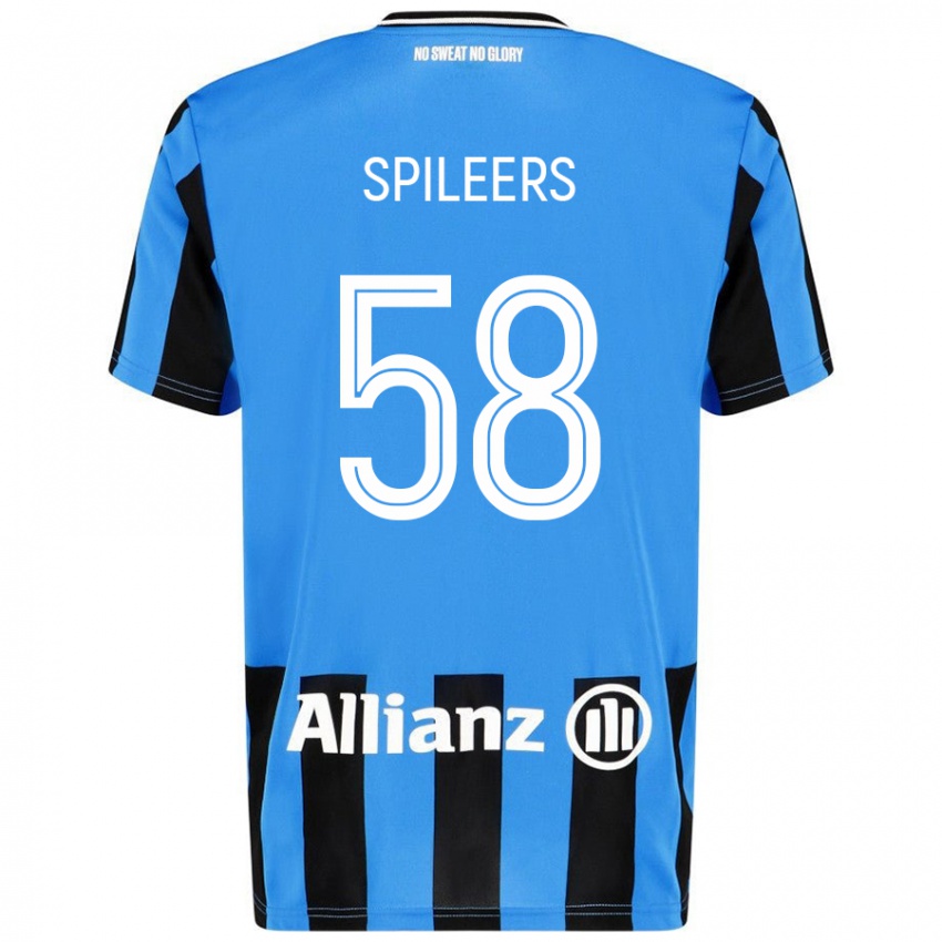 Kinder Jorne Spileers #58 Himmelblau Schwarz Heimtrikot Trikot 2024/25 T-Shirt