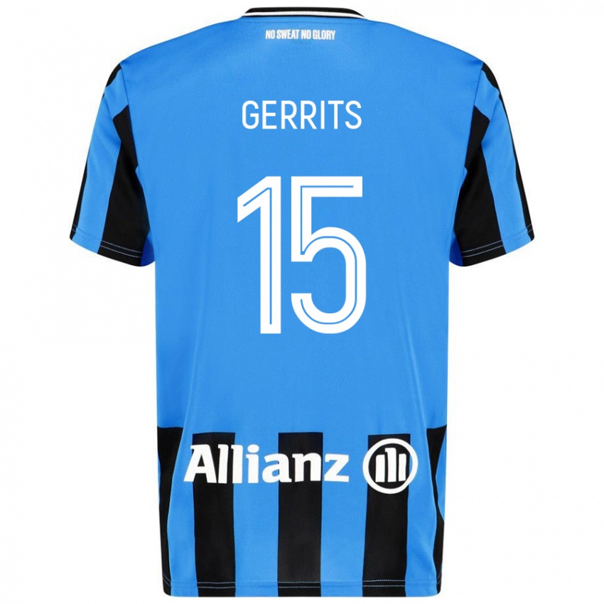 Kinder Melanie Gerrits #15 Himmelblau Schwarz Heimtrikot Trikot 2024/25 T-Shirt