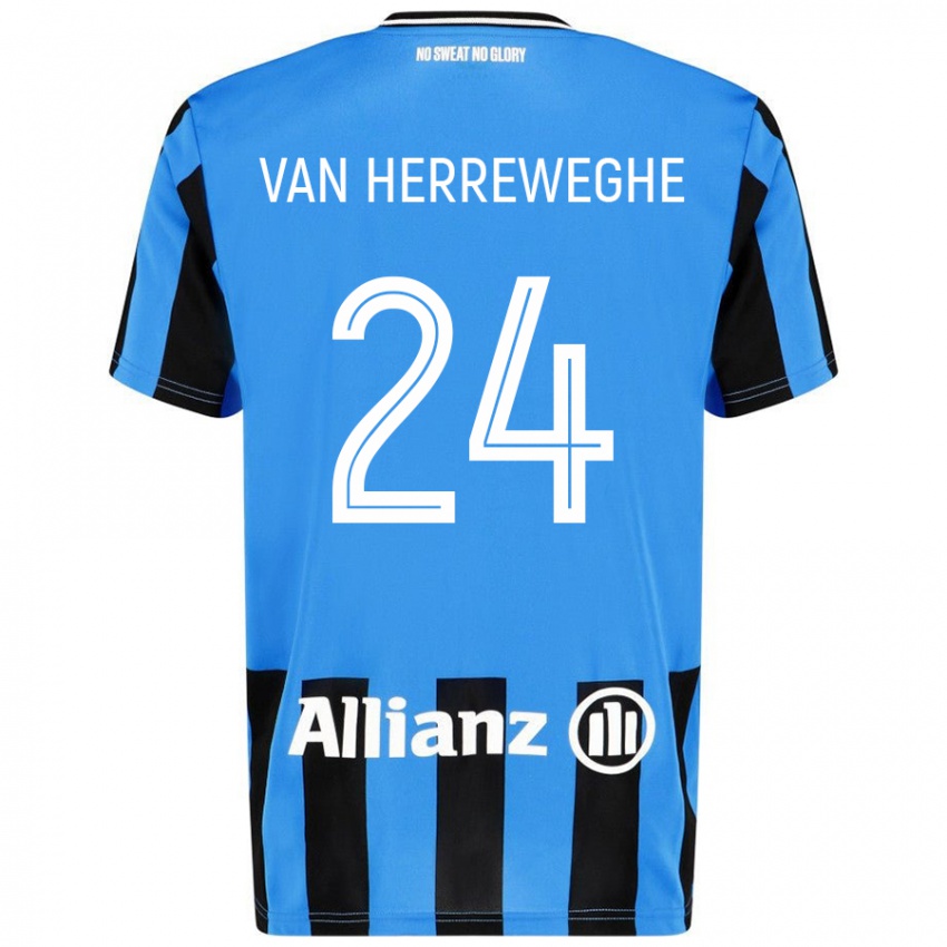 Kinder Febe Van Herreweghe #24 Himmelblau Schwarz Heimtrikot Trikot 2024/25 T-Shirt