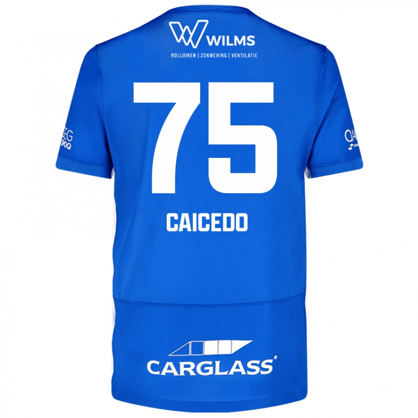 Kinder Alfred Caicedo #75 Blau Heimtrikot Trikot 2024/25 T-Shirt