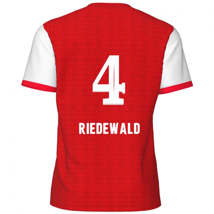 Kinder Jairo Riedewald #4 Rot Weiß Heimtrikot Trikot 2024/25 T-Shirt