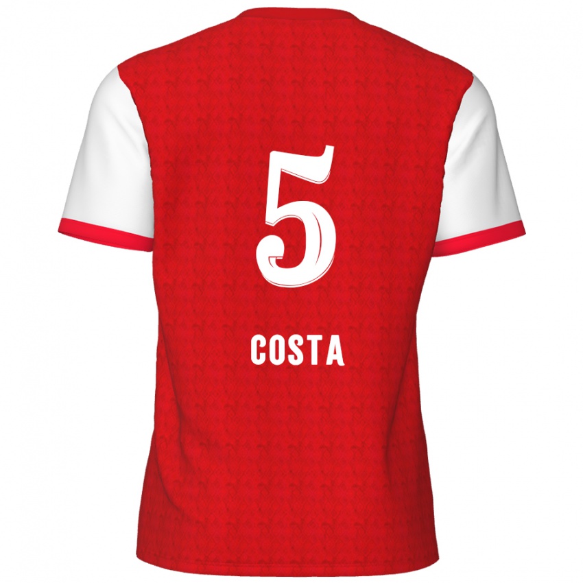 Kinder Ayrton Costa #5 Rot Weiß Heimtrikot Trikot 2024/25 T-Shirt