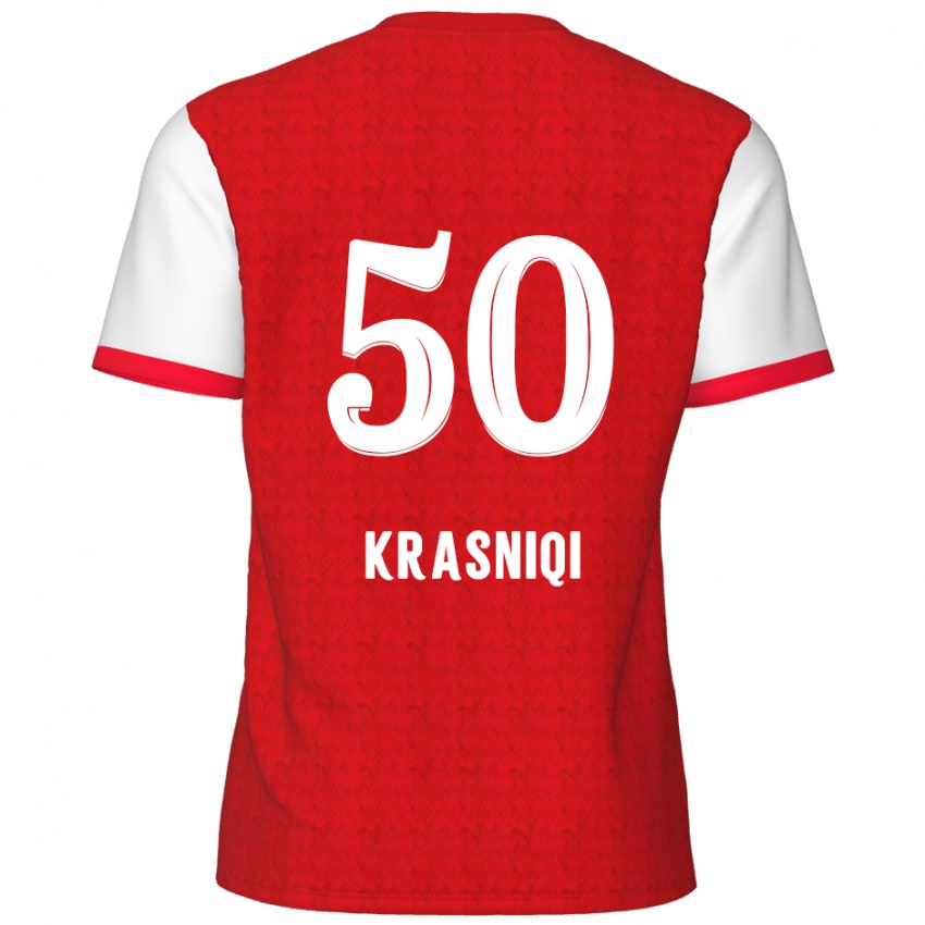 Kinder Laurit Krasniqi #50 Rot Weiß Heimtrikot Trikot 2024/25 T-Shirt