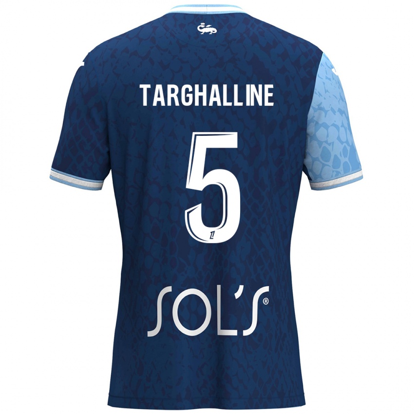 Kinder Oussama Targhalline #5 Himmelblau Dunkelblau Heimtrikot Trikot 2024/25 T-Shirt