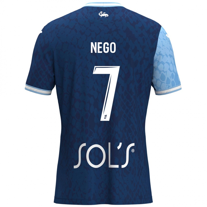 Kinder Loïc Nego #7 Himmelblau Dunkelblau Heimtrikot Trikot 2024/25 T-Shirt