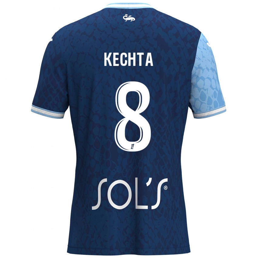 Kinder Yassine Kechta #8 Himmelblau Dunkelblau Heimtrikot Trikot 2024/25 T-Shirt