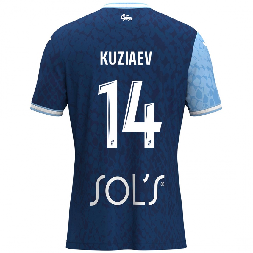 Kinder Daler Kuzyaev #14 Himmelblau Dunkelblau Heimtrikot Trikot 2024/25 T-Shirt