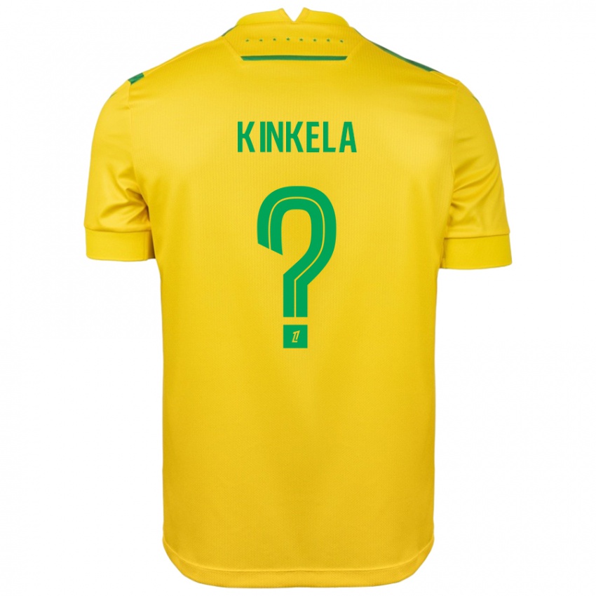 Kinder Anthony Kinkela #0 Gelb Grün Heimtrikot Trikot 2024/25 T-Shirt