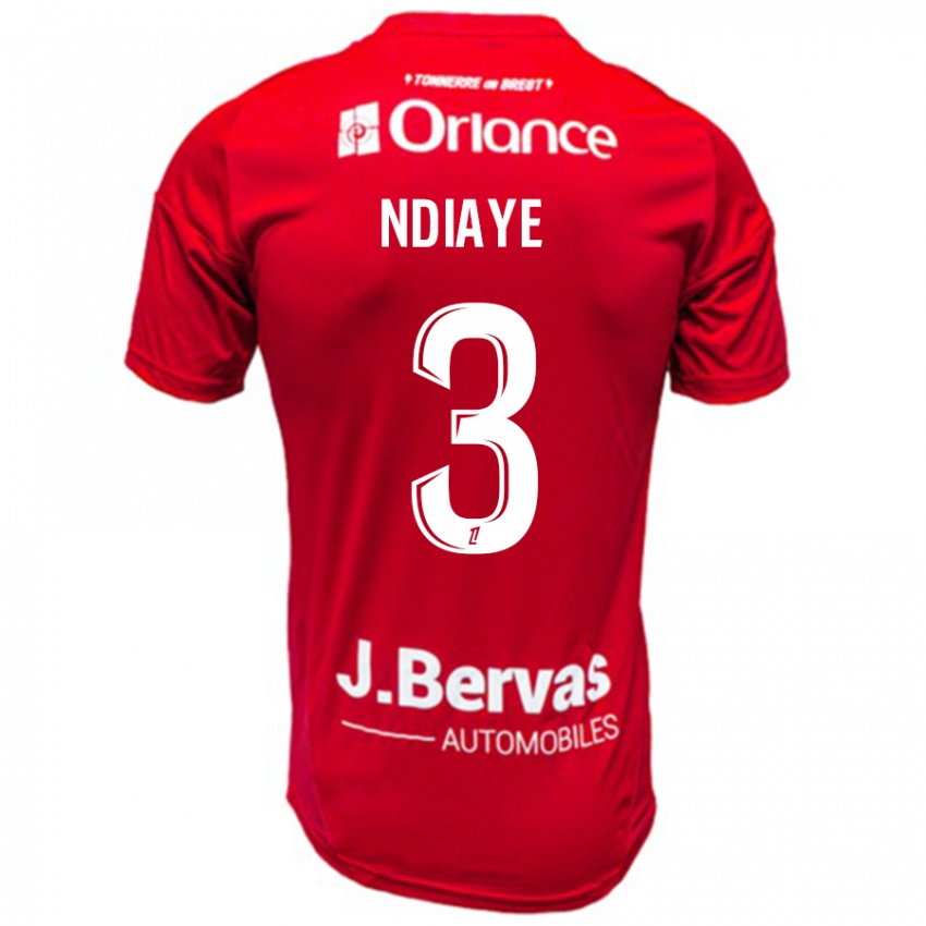 Kinder Abdoulaye Ndiaye #3 Rot Weiß Heimtrikot Trikot 2024/25 T-Shirt