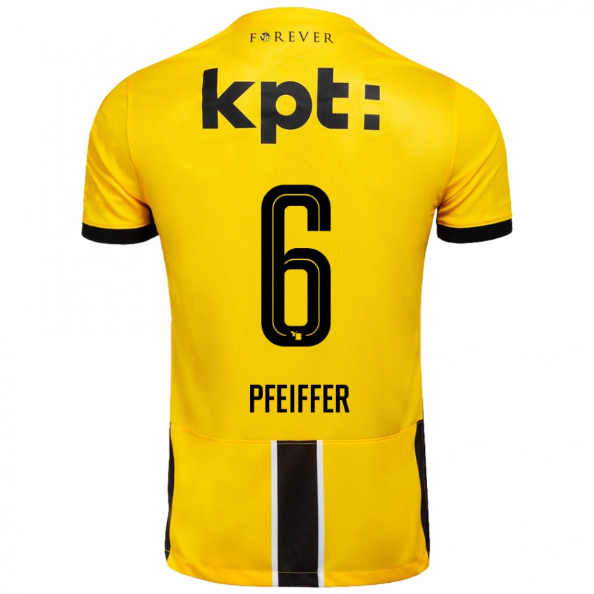 Kinder Patric Pfeiffer #6 Gelb Schwarz Heimtrikot Trikot 2024/25 T-Shirt