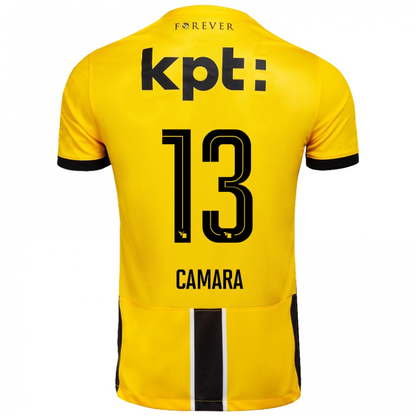 Kinder Mohamed Camara #13 Gelb Schwarz Heimtrikot Trikot 2024/25 T-Shirt