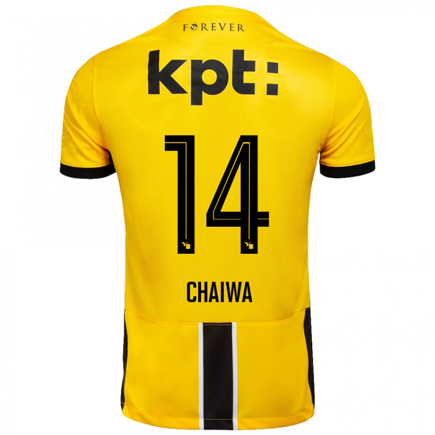 Kinder Miguel Chaiwa #14 Gelb Schwarz Heimtrikot Trikot 2024/25 T-Shirt