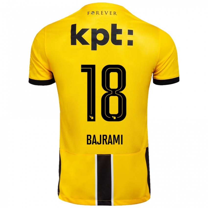 Kinder Ardian Bajrami #18 Gelb Schwarz Heimtrikot Trikot 2024/25 T-Shirt