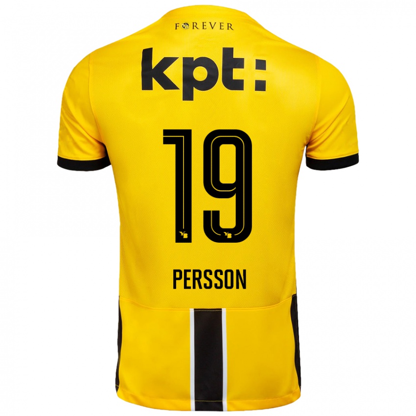 Kinder Noah Persson #19 Gelb Schwarz Heimtrikot Trikot 2024/25 T-Shirt