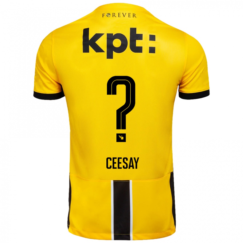 Kinder Ebrahim Ceesay #0 Gelb Schwarz Heimtrikot Trikot 2024/25 T-Shirt