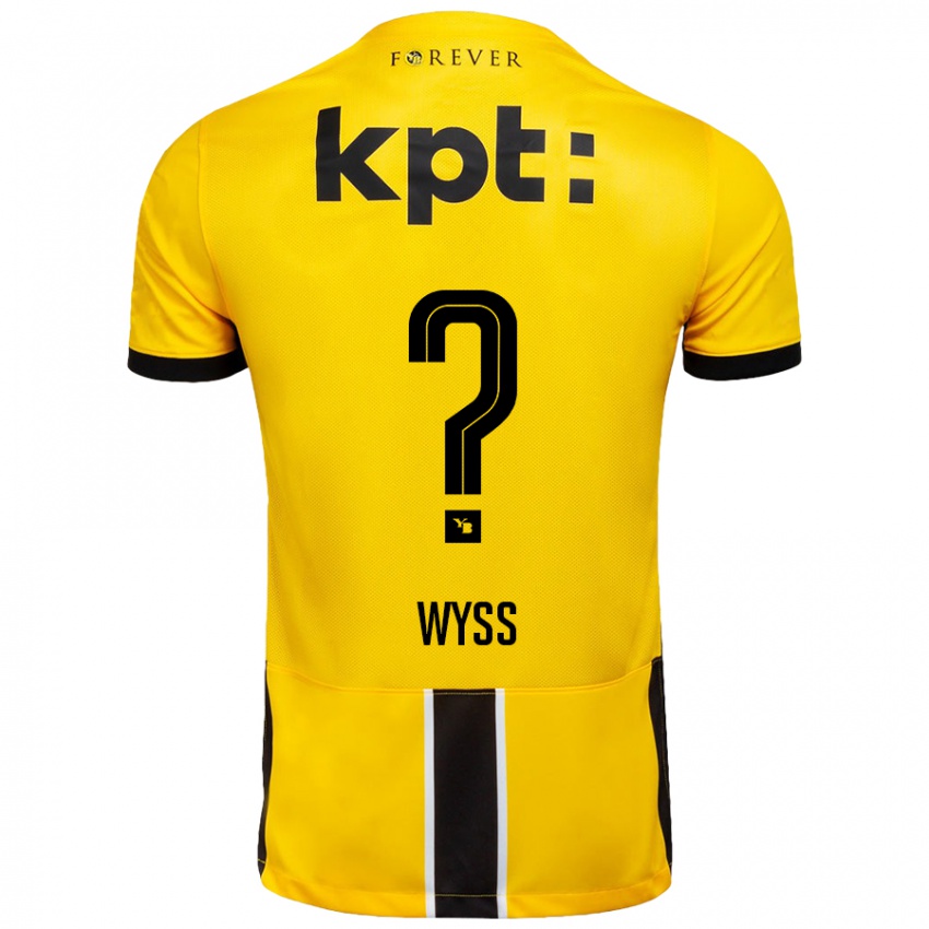 Kinder Ryan Wyss #0 Gelb Schwarz Heimtrikot Trikot 2024/25 T-Shirt