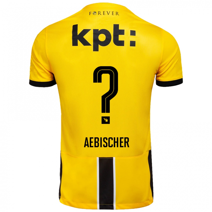 Kinder Nico Aebischer #0 Gelb Schwarz Heimtrikot Trikot 2024/25 T-Shirt