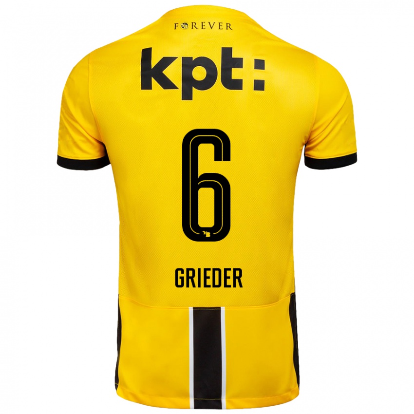 Kinder Lionel Grieder #6 Gelb Schwarz Heimtrikot Trikot 2024/25 T-Shirt