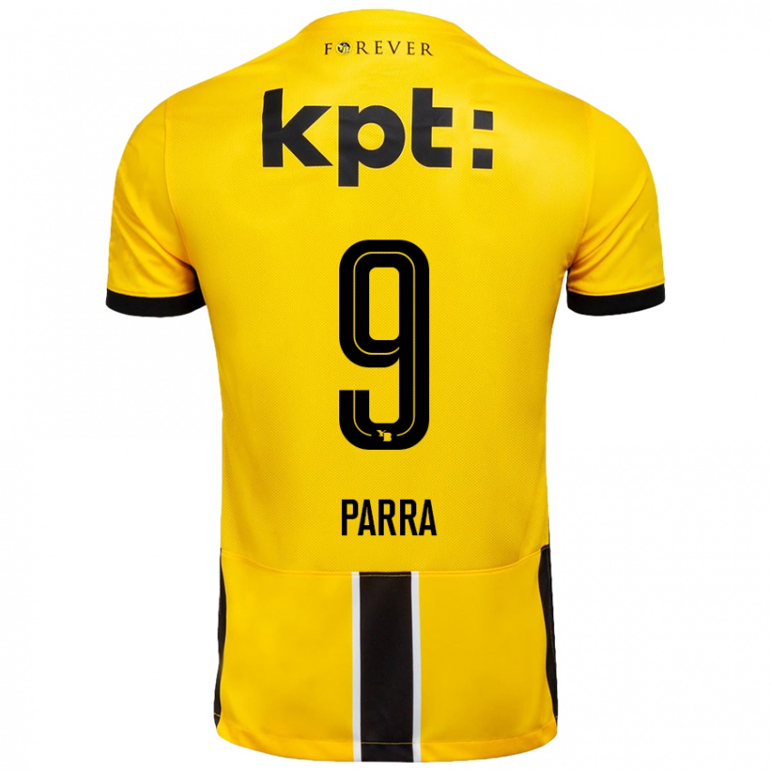 Kinder Hugo Parra #9 Gelb Schwarz Heimtrikot Trikot 2024/25 T-Shirt