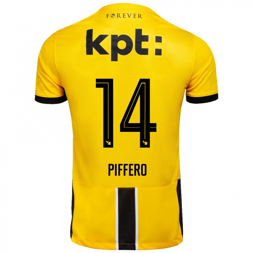 Kinder David Piffero #14 Gelb Schwarz Heimtrikot Trikot 2024/25 T-Shirt