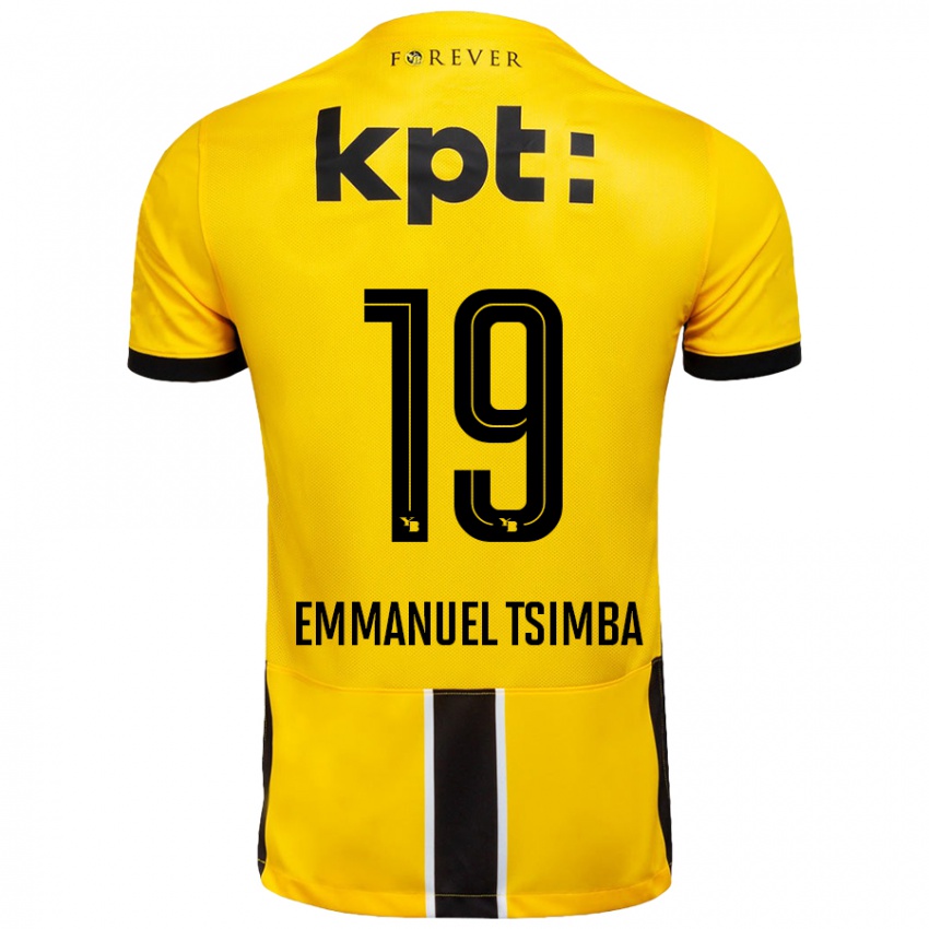 Kinder Felix Emmanuel Tsimba #19 Gelb Schwarz Heimtrikot Trikot 2024/25 T-Shirt