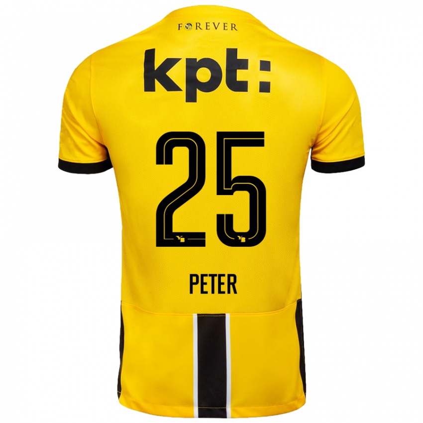 Kinder Luc Peter #25 Gelb Schwarz Heimtrikot Trikot 2024/25 T-Shirt