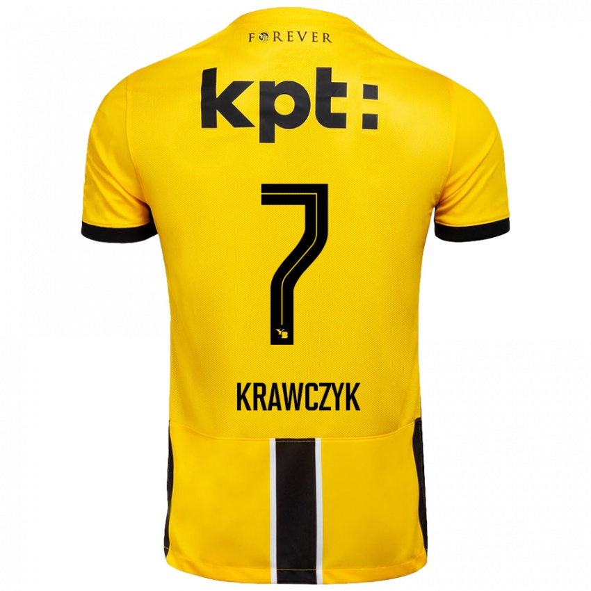 Kinder Caroline Krawczyk #7 Gelb Schwarz Heimtrikot Trikot 2024/25 T-Shirt