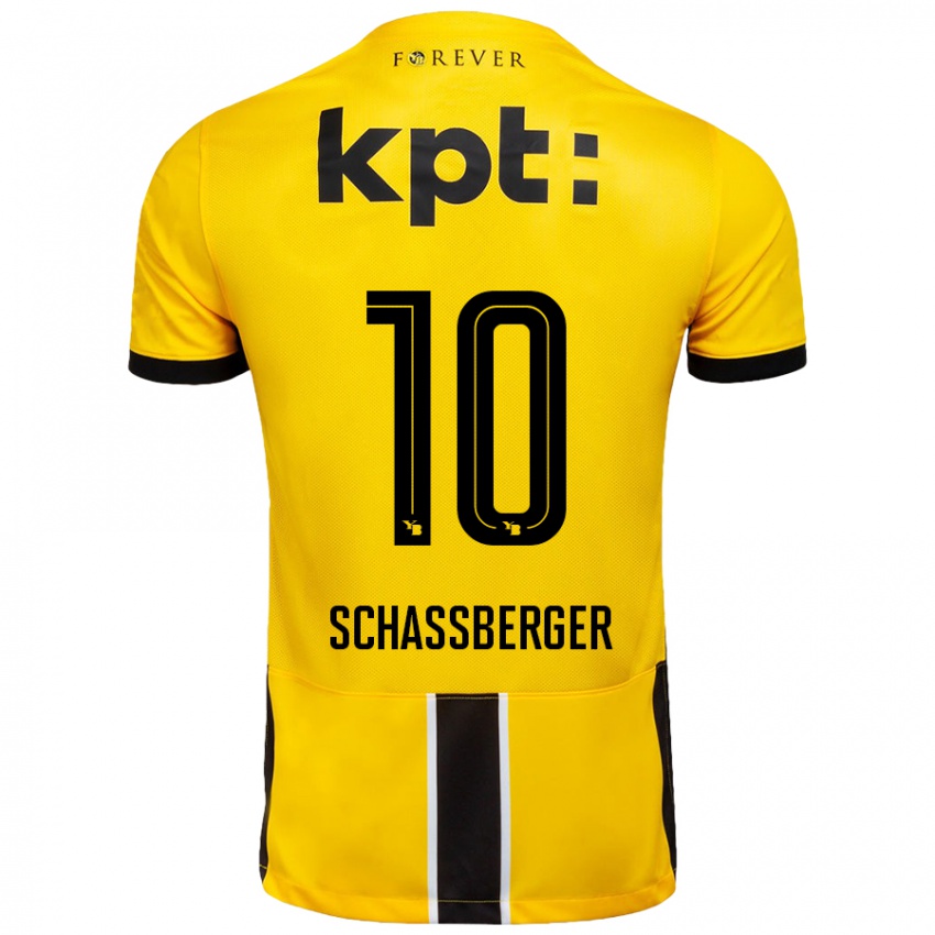 Kinder Julia Schassberger #10 Gelb Schwarz Heimtrikot Trikot 2024/25 T-Shirt