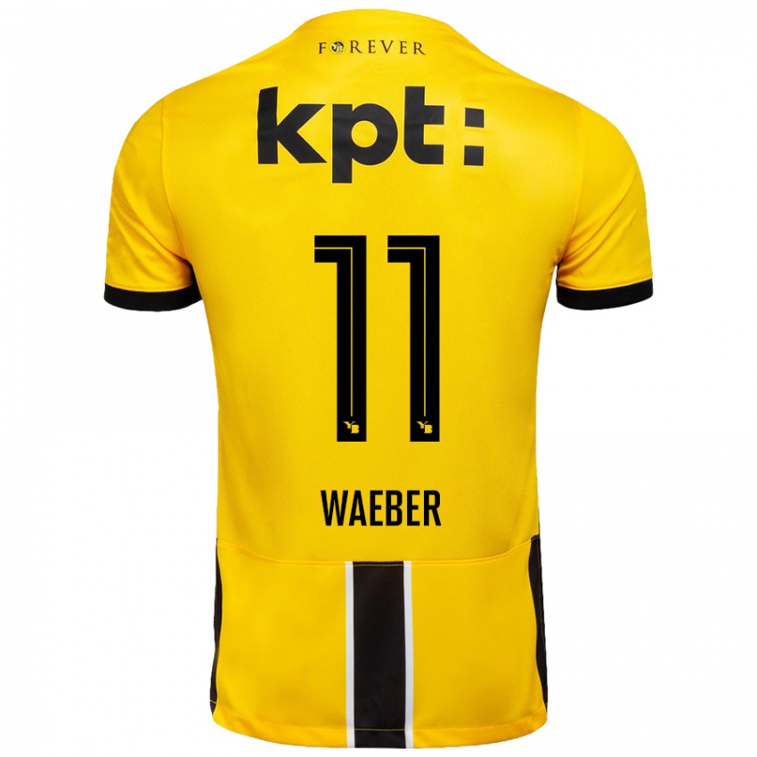 Kinder Stéphanie Waeber #11 Gelb Schwarz Heimtrikot Trikot 2024/25 T-Shirt