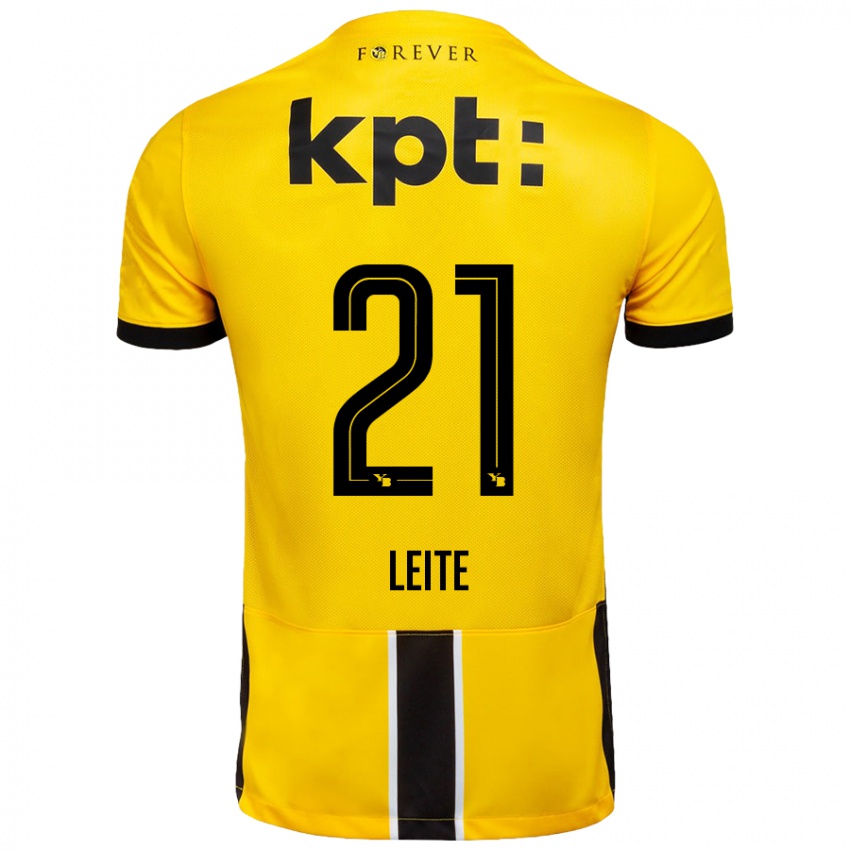 Kinder Ana Leite #21 Gelb Schwarz Heimtrikot Trikot 2024/25 T-Shirt