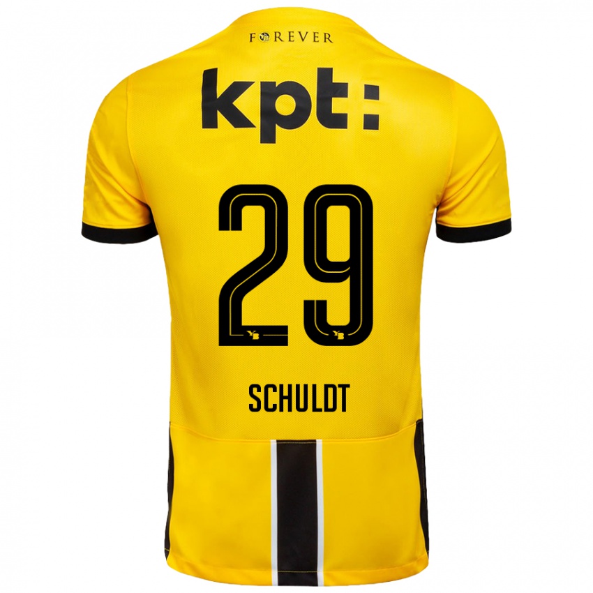 Kinder Inga Schuldt #29 Gelb Schwarz Heimtrikot Trikot 2024/25 T-Shirt