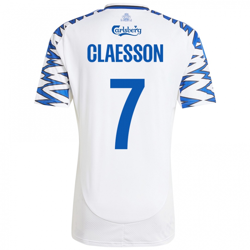 Kinder Viktor Claesson #7 Weiß Himmelblau Heimtrikot Trikot 2024/25 T-Shirt