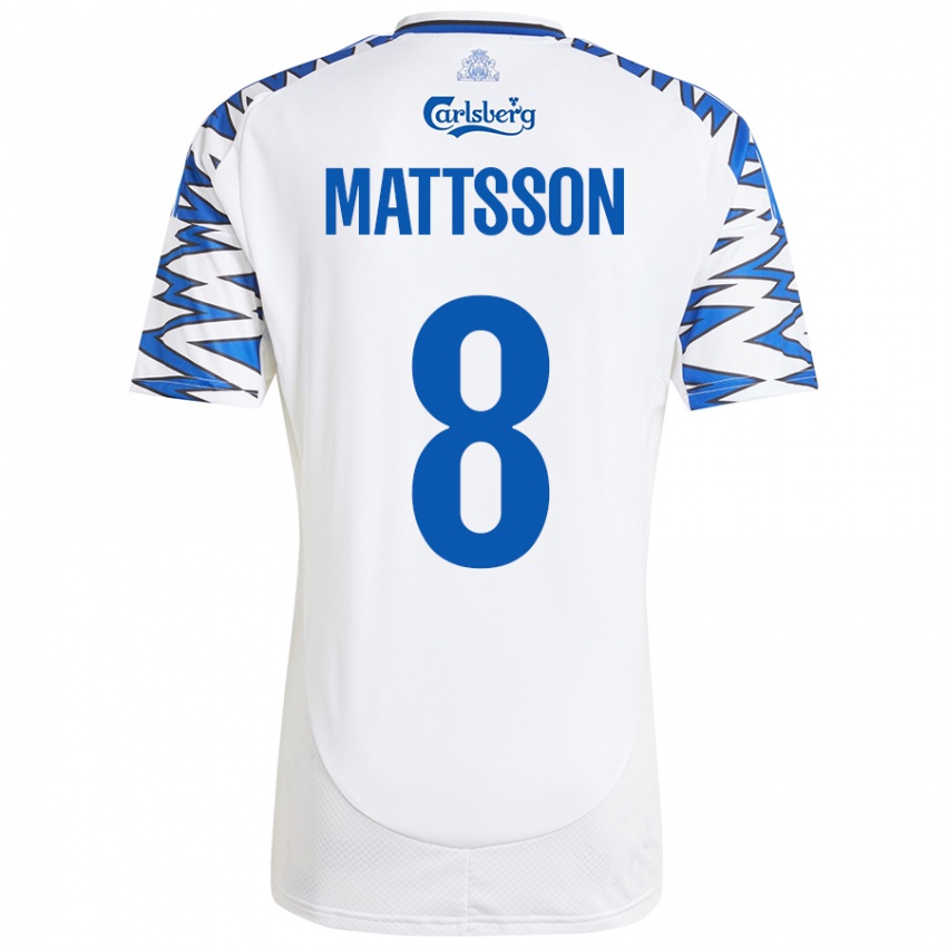 Kinder Magnus Mattsson #8 Weiß Himmelblau Heimtrikot Trikot 2024/25 T-Shirt