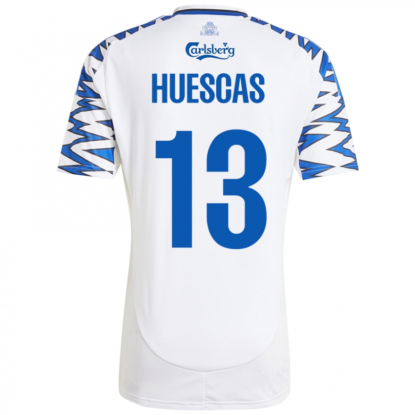 Kinder Rodrigo Huescas #13 Weiß Himmelblau Heimtrikot Trikot 2024/25 T-Shirt