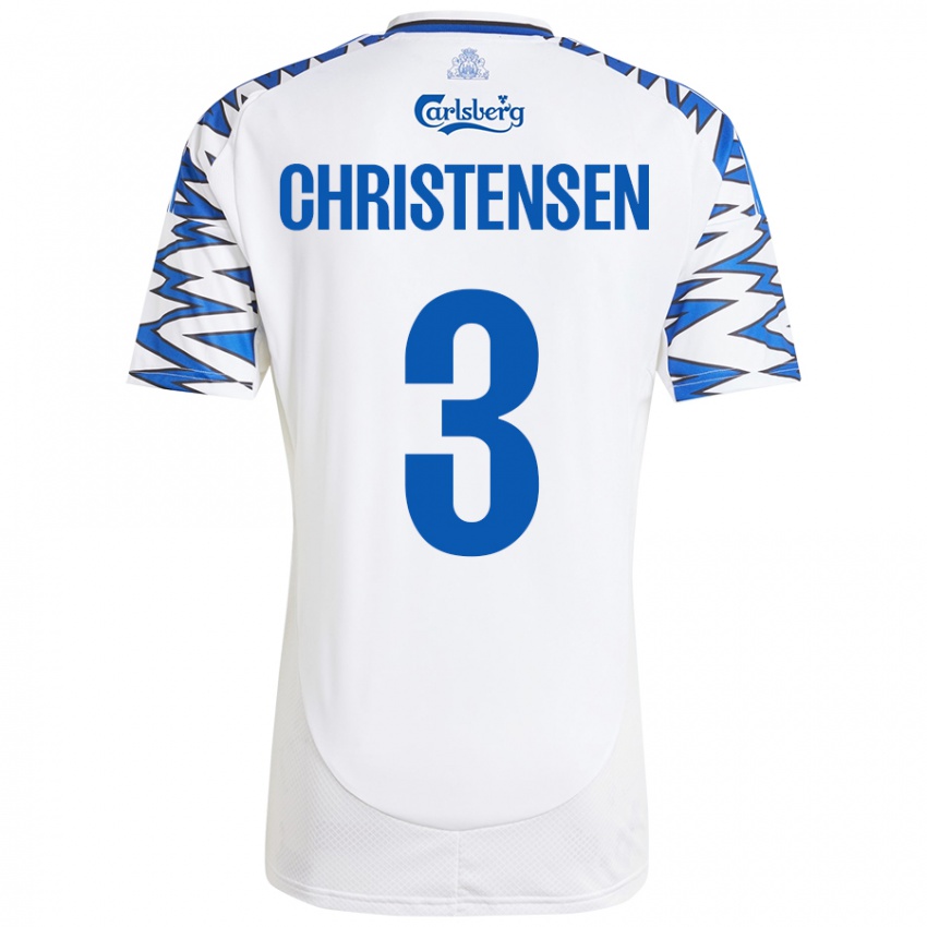 Kinder Sebastian Christensen #3 Weiß Himmelblau Heimtrikot Trikot 2024/25 T-Shirt