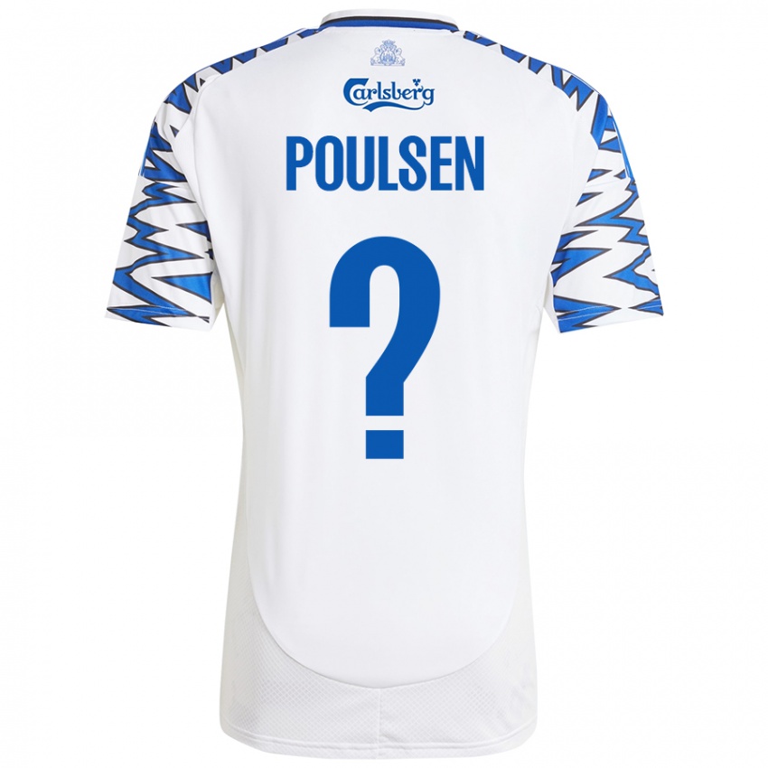 Kinder Xander Poulsen #0 Weiß Himmelblau Heimtrikot Trikot 2024/25 T-Shirt