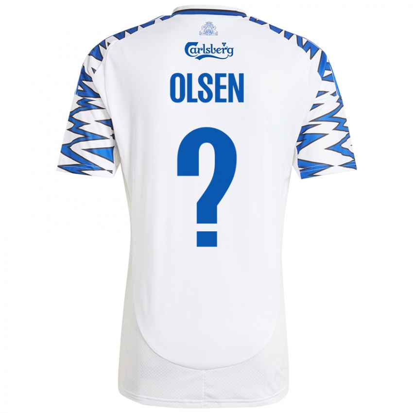 Kinder Gunnar Olsen #0 Weiß Himmelblau Heimtrikot Trikot 2024/25 T-Shirt