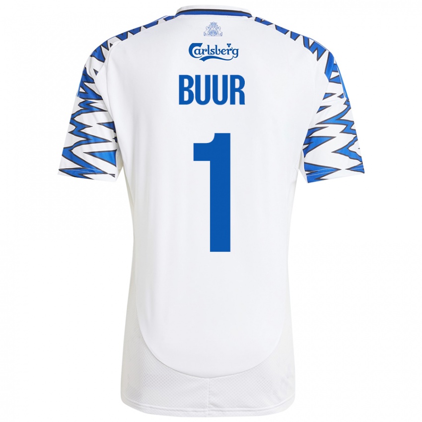 Kinder Oscar Buur #1 Weiß Himmelblau Heimtrikot Trikot 2024/25 T-Shirt