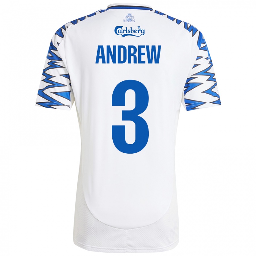 Kinder Tristan Andrew #3 Weiß Himmelblau Heimtrikot Trikot 2024/25 T-Shirt