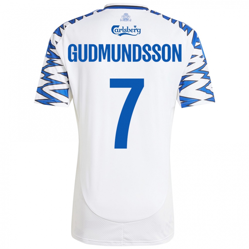 Kinder Galdur Gudmundsson #7 Weiß Himmelblau Heimtrikot Trikot 2024/25 T-Shirt