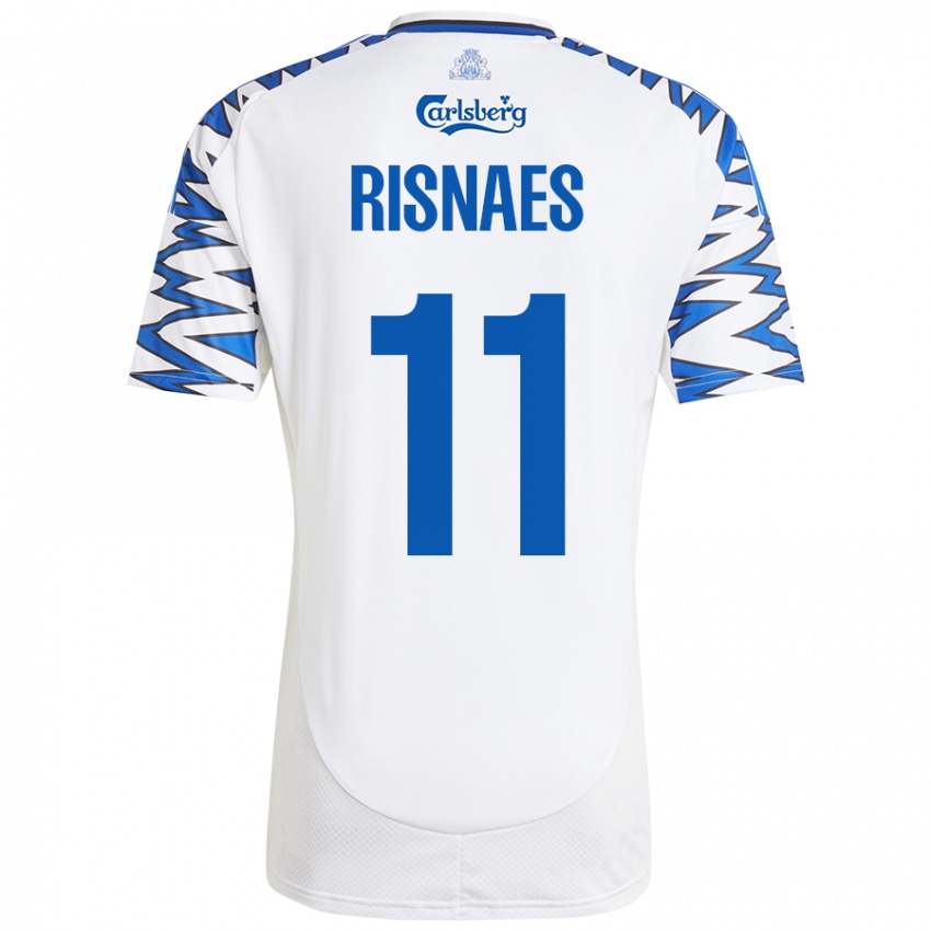 Kinder Roberto Risnaes #11 Weiß Himmelblau Heimtrikot Trikot 2024/25 T-Shirt