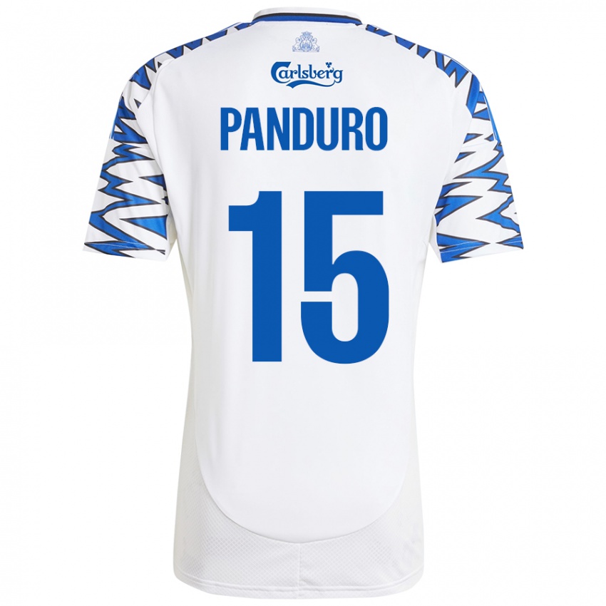 Kinder Tristan Panduro #15 Weiß Himmelblau Heimtrikot Trikot 2024/25 T-Shirt