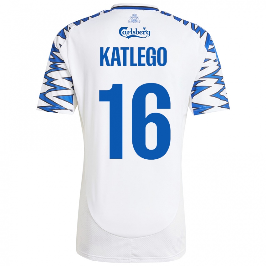 Kinder David Katlego #16 Weiß Himmelblau Heimtrikot Trikot 2024/25 T-Shirt