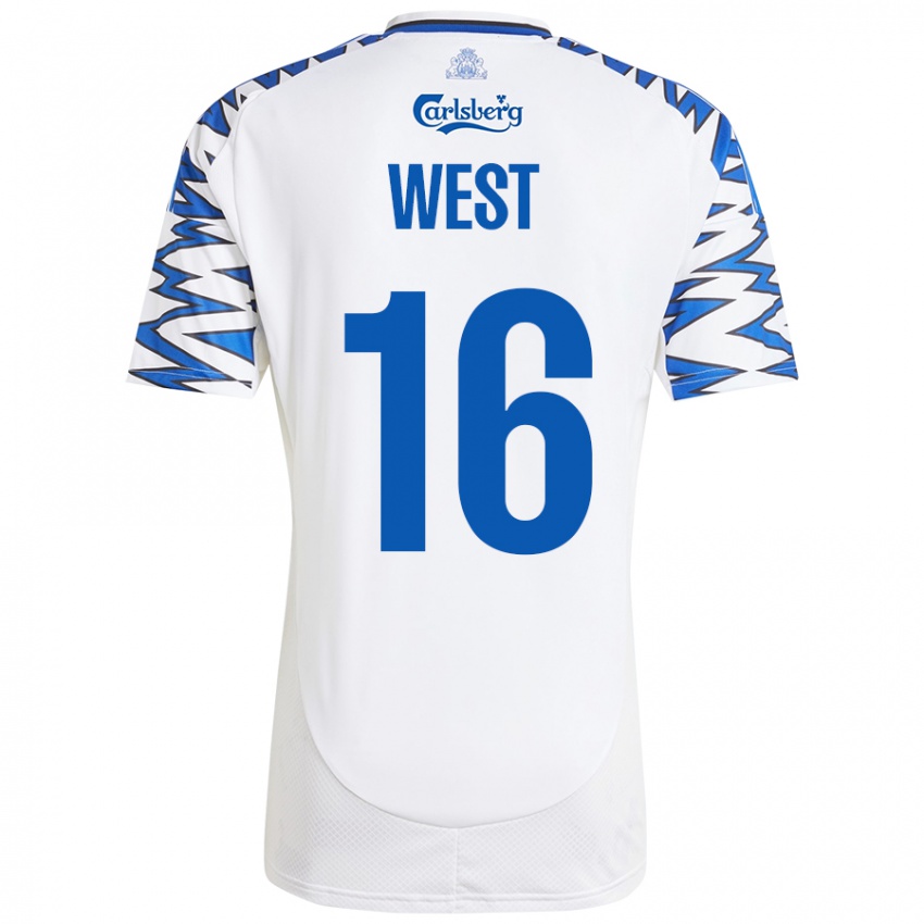 Kinder Liam West #16 Weiß Himmelblau Heimtrikot Trikot 2024/25 T-Shirt