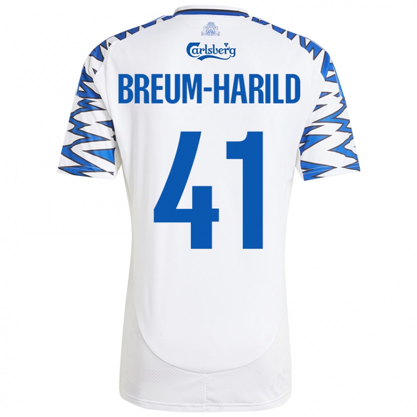 Kinder Tobias Breum-Harild #41 Weiß Himmelblau Heimtrikot Trikot 2024/25 T-Shirt