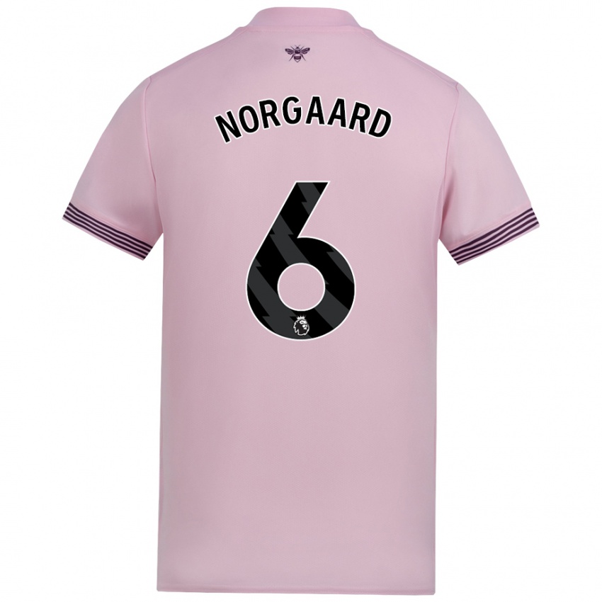 Kinder Christian Nørgaard #6 Rosa Auswärtstrikot Trikot 2024/25 T-Shirt