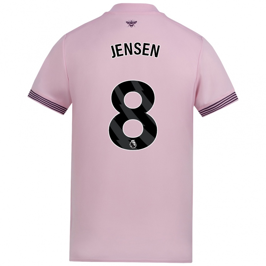 Kinder Mathias Jensen #8 Rosa Auswärtstrikot Trikot 2024/25 T-Shirt