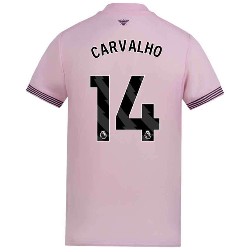 Kinder Fabio Carvalho #14 Rosa Auswärtstrikot Trikot 2024/25 T-Shirt