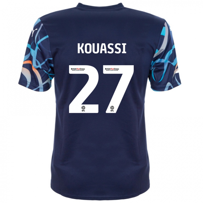 Kinder Kylian Kouassi #27 Marineblau Auswärtstrikot Trikot 2024/25 T-Shirt